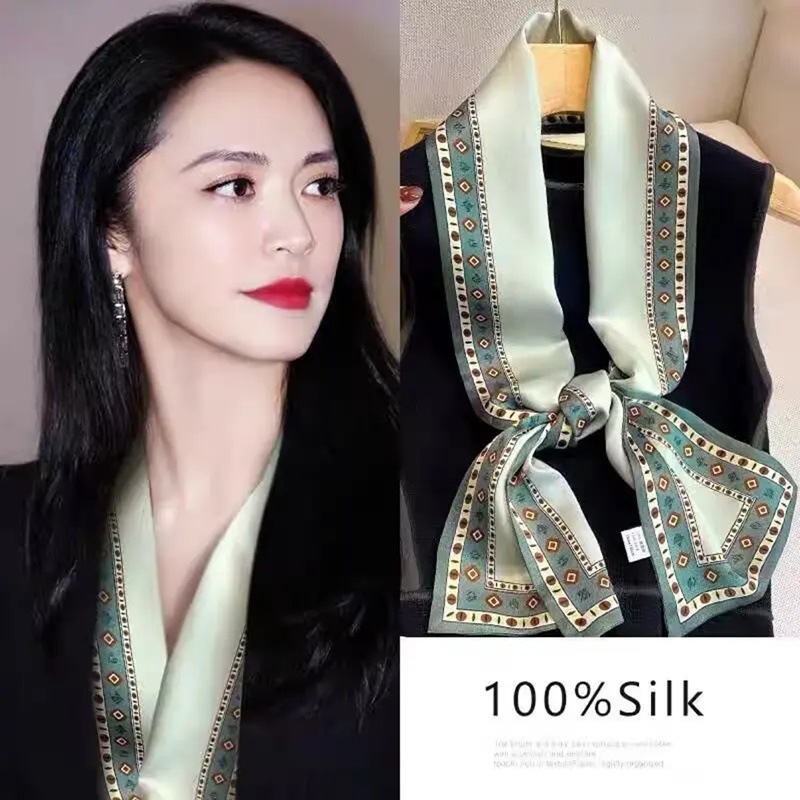 100%桑蚕丝真丝缎面15*145双层合集长条围巾女春夏季高档飘带丝巾|undefined