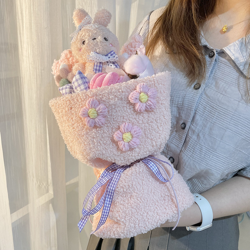 Día de San Valentín regalo creativo muñeca ramo terminado muñeca ramo lindo peluche niña regalo de cumpleaños para novia