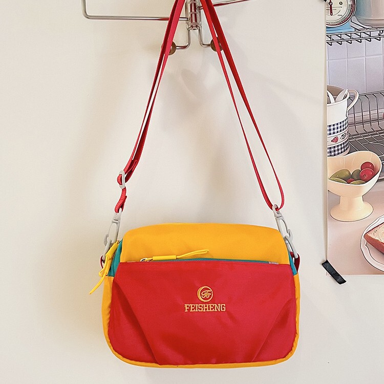 New Dopamine Color-Blocking Shoulder Bag for Men and Women, Crossbody Bag for Outdoor Sports, Portable Nylon Small Square Shoulder Bag New Dopamine Color-Blocking Shoulder Bag for Men and Women, Crossbody Bag for Outdoor Sports, Portable Nylon Small Square Shoulder Bag
