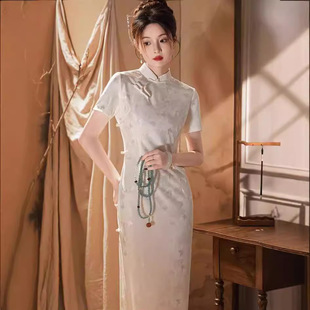 2024 New Slim-fit Improved Chinese Style Young Cheongsam Lace Girly Elegant Summer Daily Exquisite Jacquard