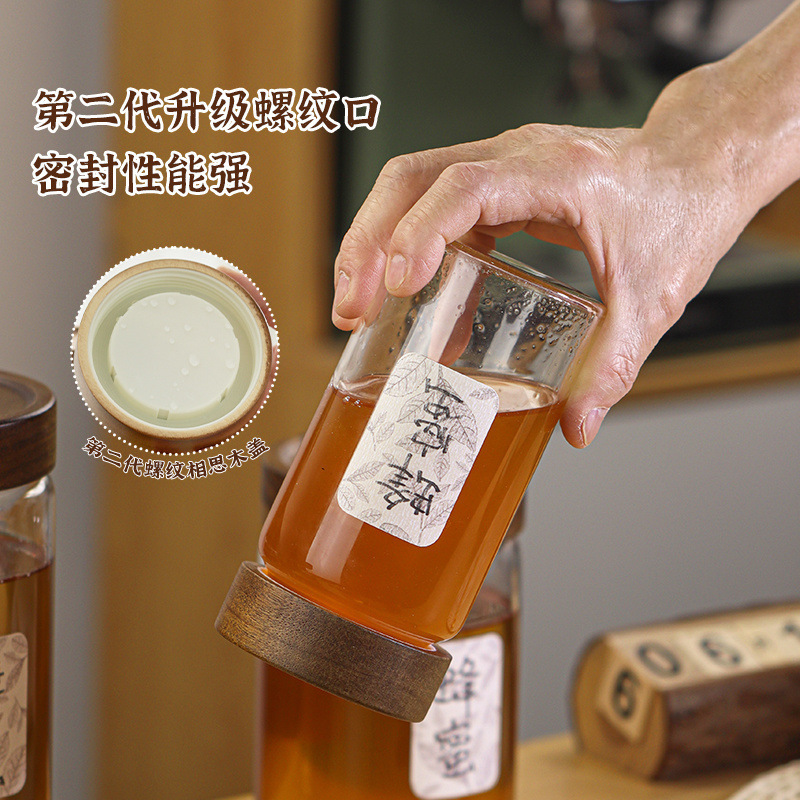 装蜂蜜分装瓶高硼硅玻璃密封罐泡蜜糖果酱瓶子储存罐子跨境|undefined