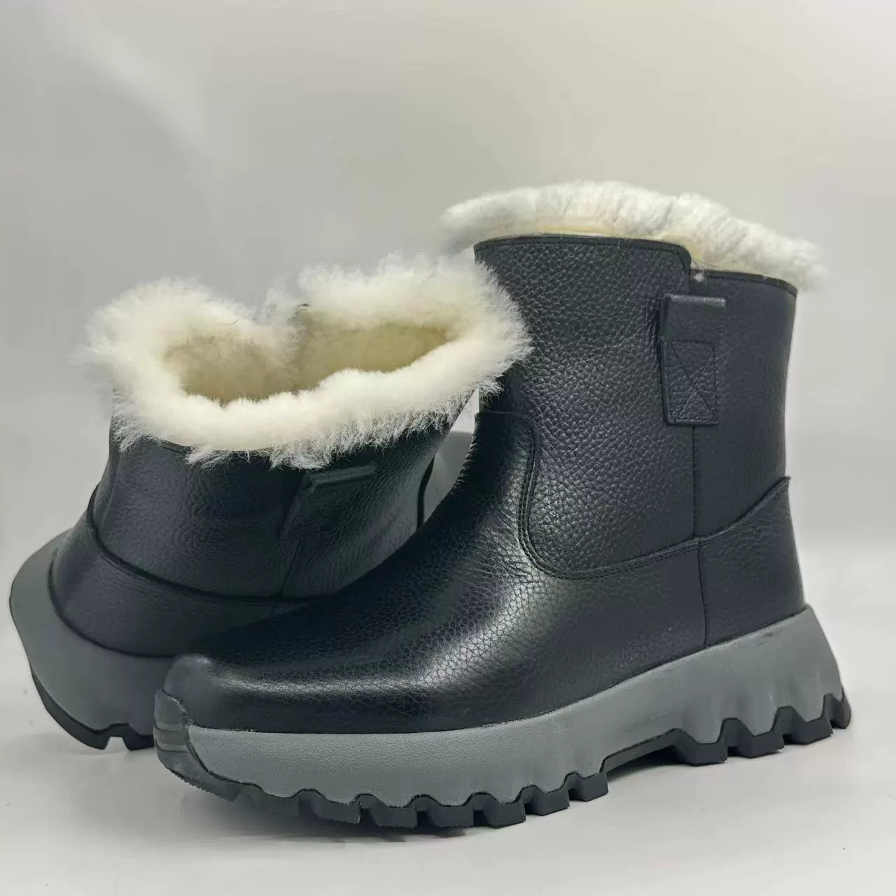 Мужские зимние ботинки Northeastern, кожаные с мехом, теплые и водонепроницаемые, высокие черные ботинки на флисовой подкладке, шерстяные сапоги, нескользящие.