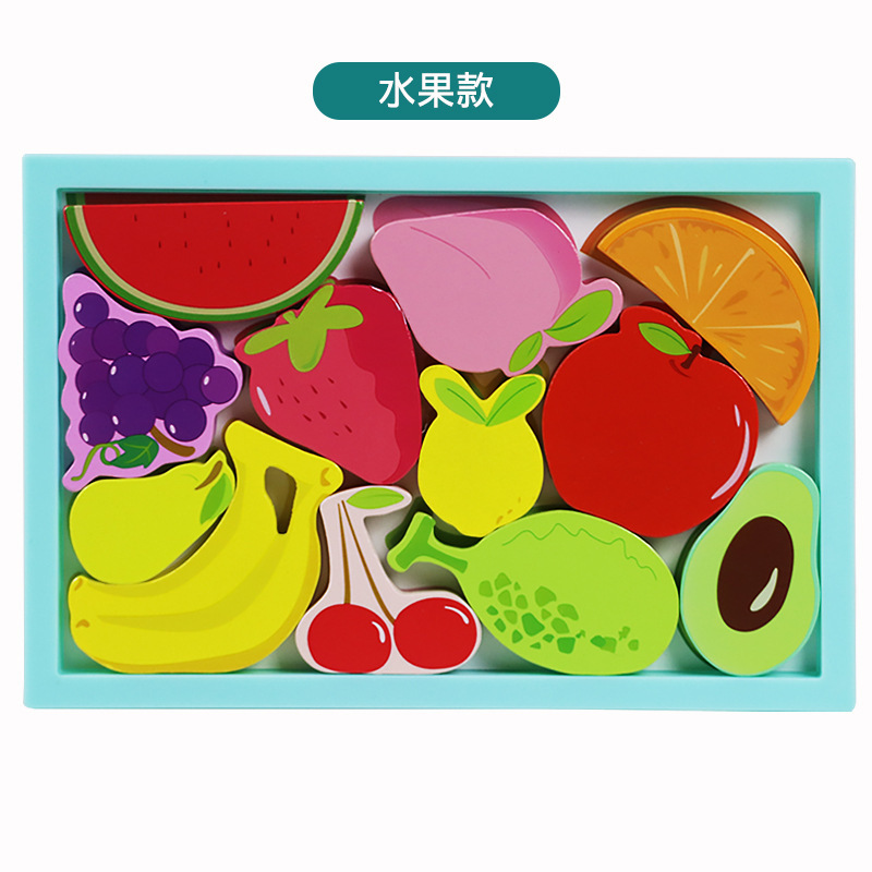 Rompecabezas tridimensional creativo de madera educativo para niños 0,24 animal digital rompecabezas de frutas y verduras bloques de construcción juguete juego cognitivo