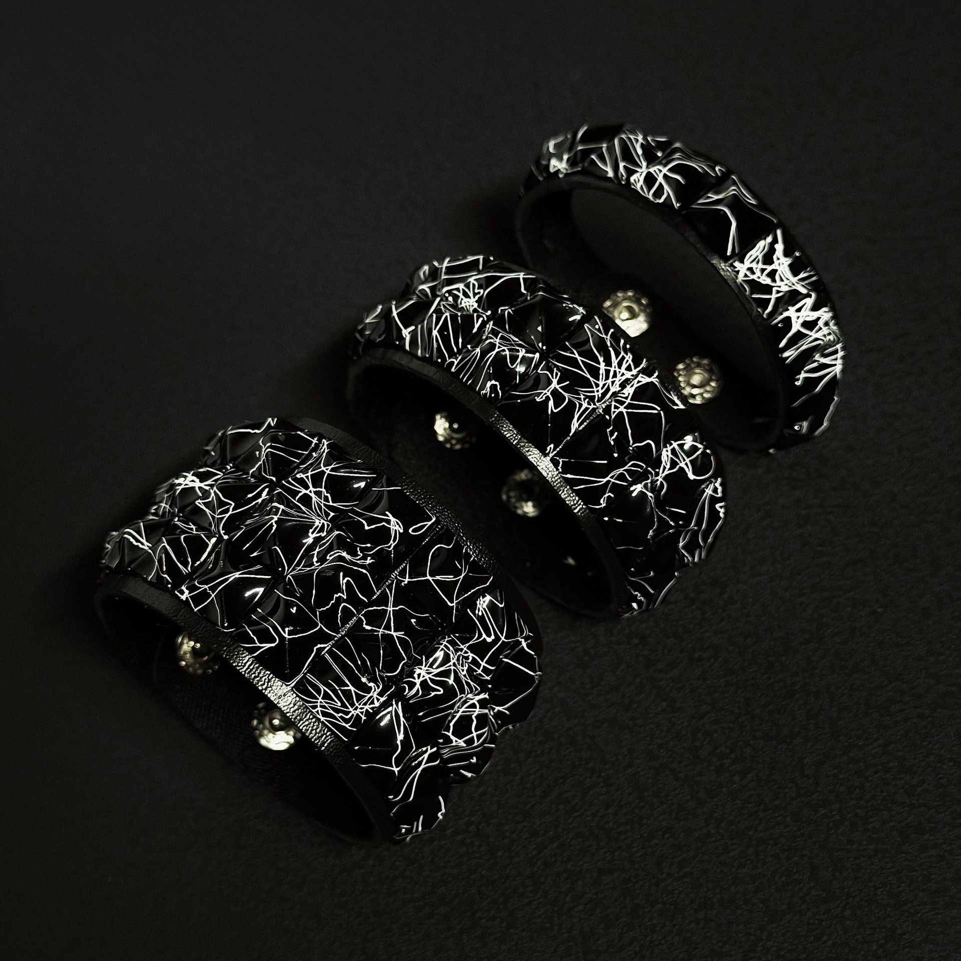 Cross-Border New Punk Bracelet Colorful Square Nail Leather Wrist Strap Personalized Rivet Fashion Men's Cool Bracelet