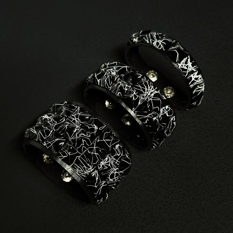 Cross-Border New Punk Bracelet Colorful Square Nail Leather Wrist Strap Personalized Rivet Fashion Men's Cool Bracelet