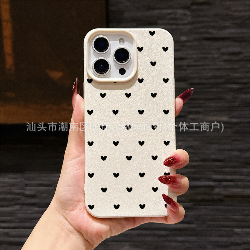 Ins Simple Polka Dot Heart Design Suitable for Apple 17 iPhone 11/12/13/14/15/16 Pro Max Phone Case