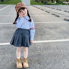 22新款tb學院風衣襯衫長袖兒童織帶襯衣寬鬆男女童四道槓外套網紅