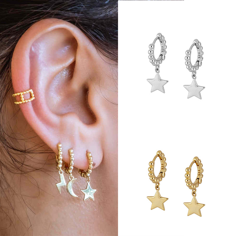 Fashion New Style Copper Star Gold-plated Pendant Earrings display picture 1