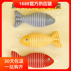 超大号宠物猫薄荷鱼玩具猫咪玩具逗猫麻布鱼自嗨猫薄荷玩偶猫玩具