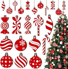 クリスマスキャンディロリポップオーナメントクリスマスツリー装飾木製ハンギングミントキャンディケインボールペンダントクリスマスボール
