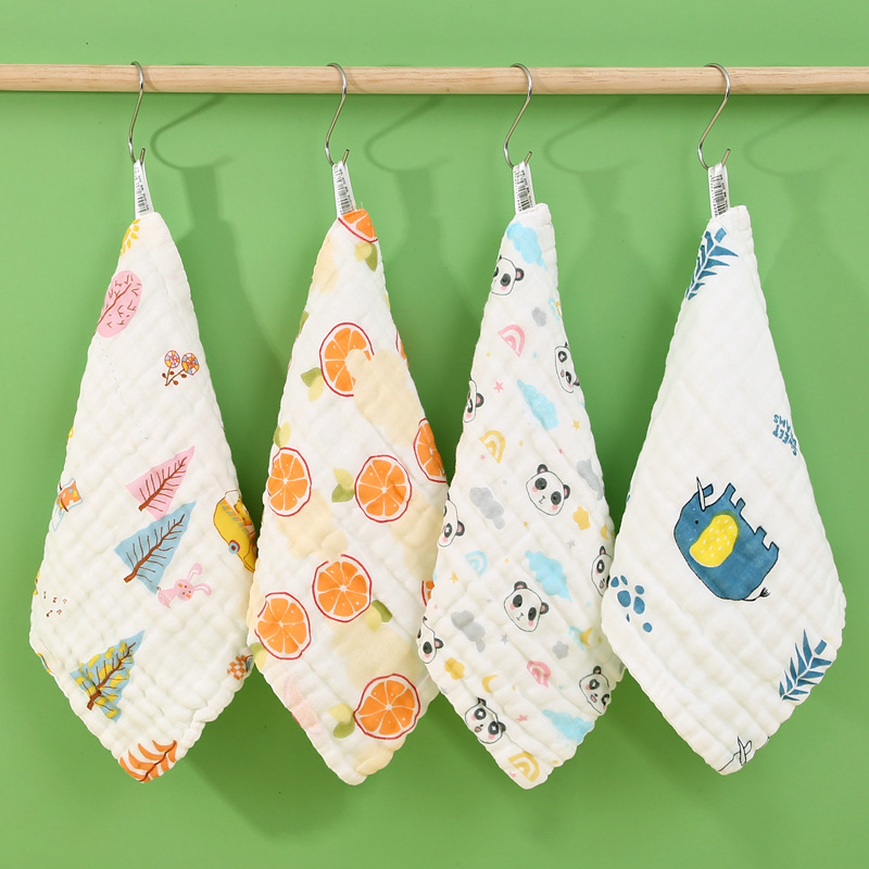 Baby's Gauze Towel Face Wash Cotton Baby's Slippery Towel Super Soft Children's Bath Newborn Small Square Towel Burp Towel