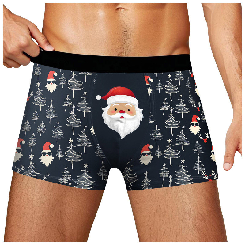Cross-Border Amazon New Christmas-Themed Men's Underwear 3D Digital Comfortable Breathable Fashionable Personalized Boxer Briefs