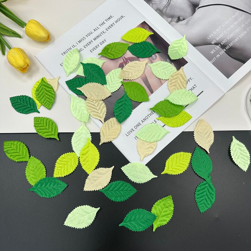 Cross-Border Hot Selling Simulated Leaves Silk Green Leaves DIY Headdress Garland Clothing Accessories Wedding Christmas Decoration