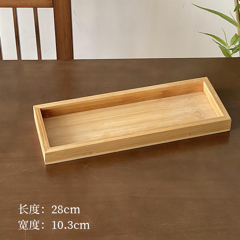 Plato de madera alta sensación rectangular bandeja de café dulces caseros platos de fruta platos de comedor platos de té