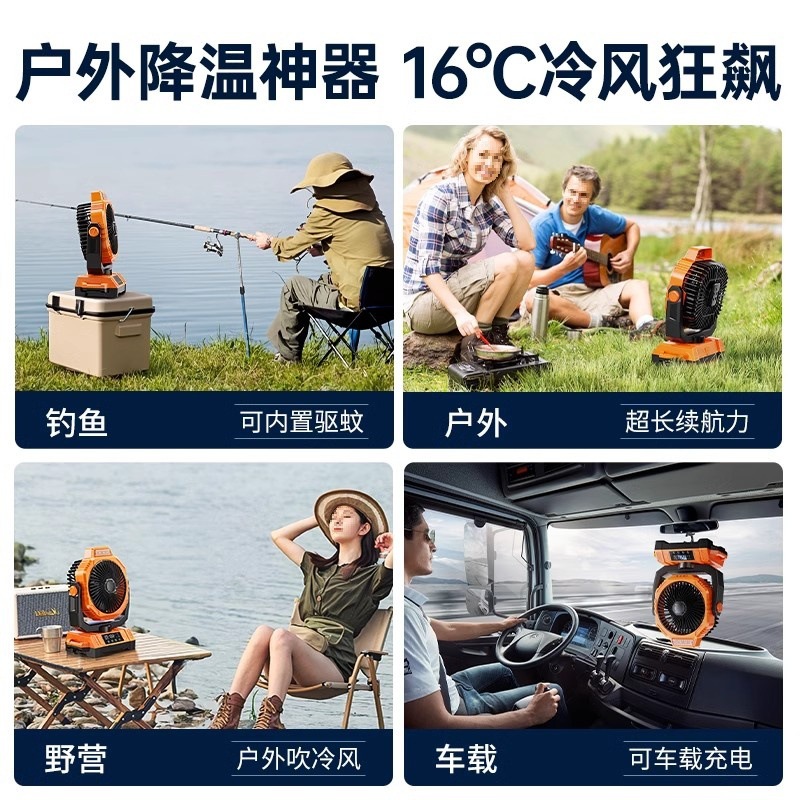 다음은 바람이 더 강한 자동 쉐이킹 헤드 모델, 15m 초장거리 찬 바람, 원격 제어, 낙하 방지, 방수 및 방진-10400mAh입니다.