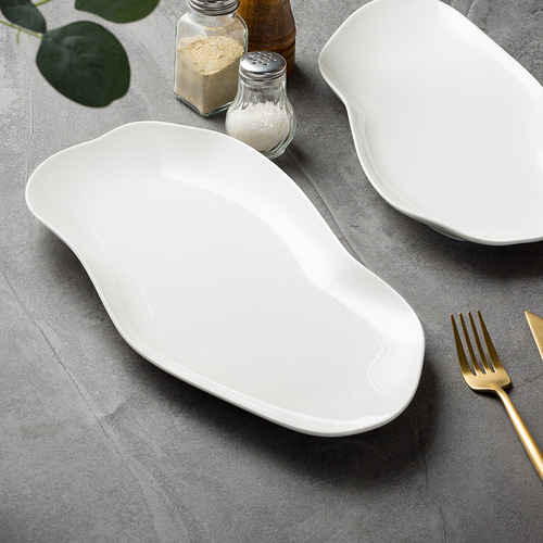 Creative Japanese food plate, irregular shaped long fish plate, high-end sushi plate, hotel long plate, ceramic tableware