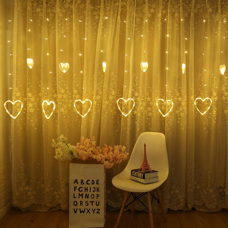 led girl heart love curtain light Christmas decorative light starry night light atmosphere light indoor light string