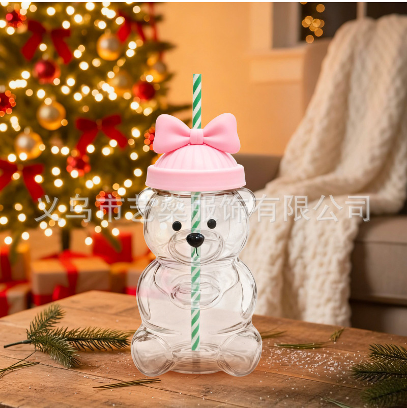 Transfronterizo Amazon Bearista Glass Straw Cup Teddy Bear Glass Straw Cup en stock
