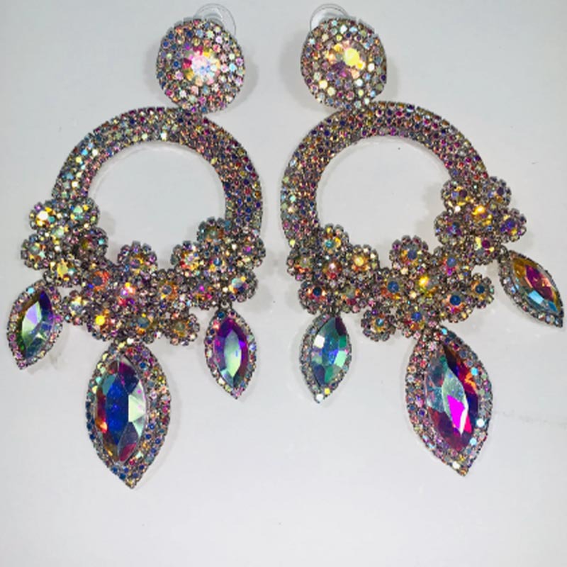 Ethnic Style Oval Water Droplets Rhinestone Drop Earrings Crystal Earrings 1 Pair display picture 3