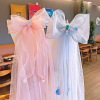 Children's cute evening dress for princess with bow, hair accessory, hairgrip, Korean style, with snowflakes