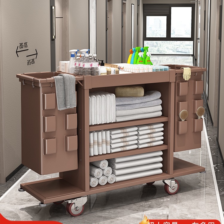 新款布草车酒店工作车收纳多功能宾馆客房卫生清洁保洁手推车