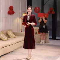 Новый улучшенный ретро новый национальный стиль cheongsam тонкое молодое национальное модное платье вечернее платье можно носить ежедневно