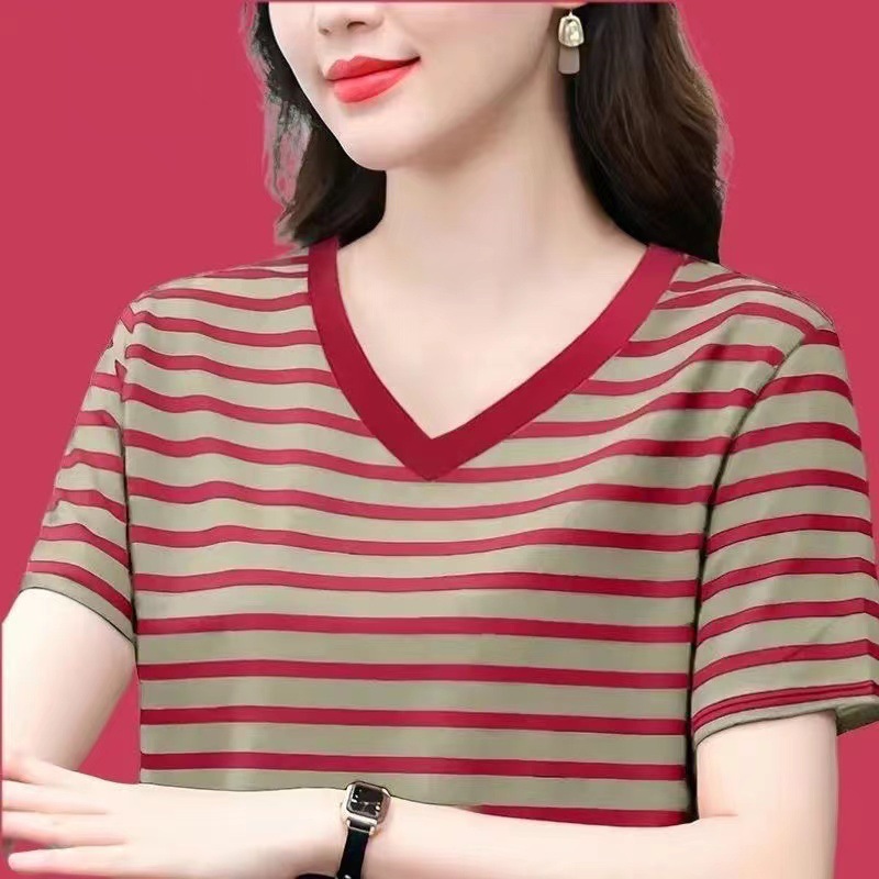 跨境妈妈装短袖T恤夏季新款休闲上衣中年女洋气减龄显瘦打底衫