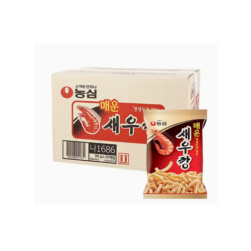 Набор снэков Nongshim — корейские чипсы и крекеры, набор 16–20 пакетов (68–96 г каждый)