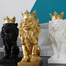 新款北欧皇冠狮子工艺品摆件玄关客厅电视柜酒柜样板房摆设装