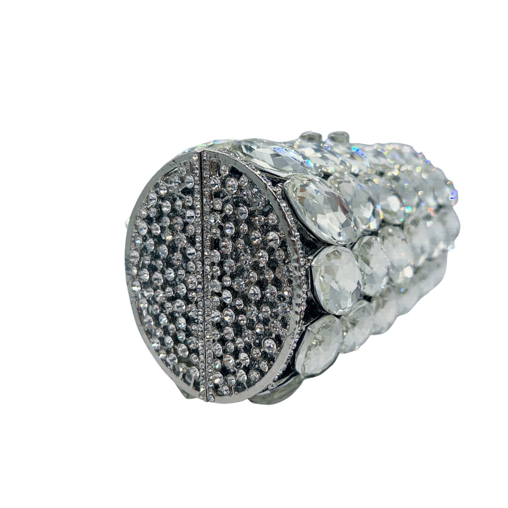 Túi clutch nữ cầm tay hình trụ pha lê kim cương giả sang trọng dự tiệc — Bạc, vàng, vàng và trắng, Rượu sâm banh