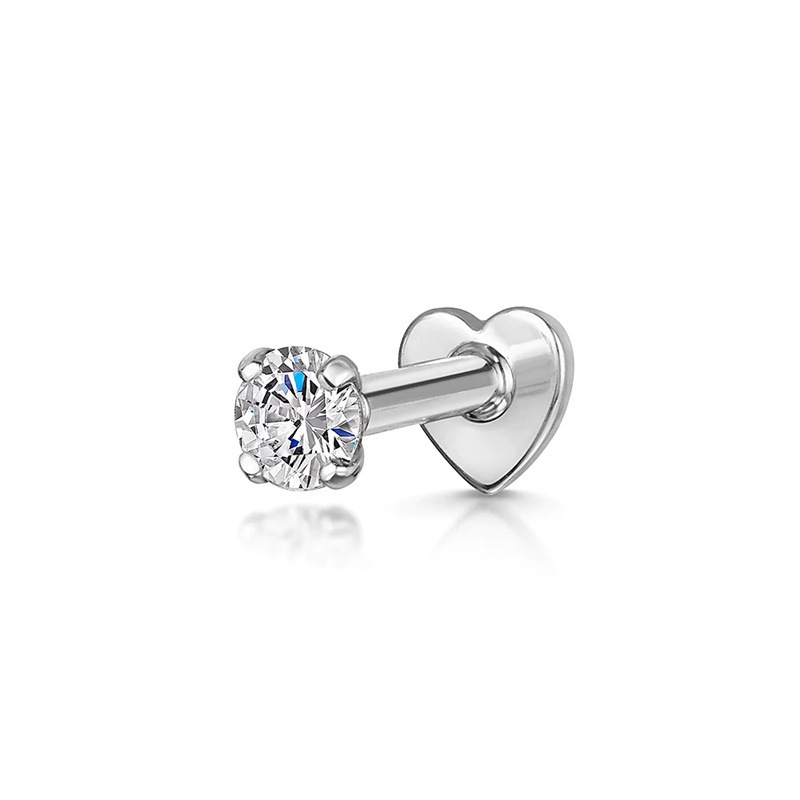 Europa y América Venta caliente s925 plata esterlina ins estilo simple diamante-incrustado personalidad cartílago piercing amor hilo piercing oído hueso uñas