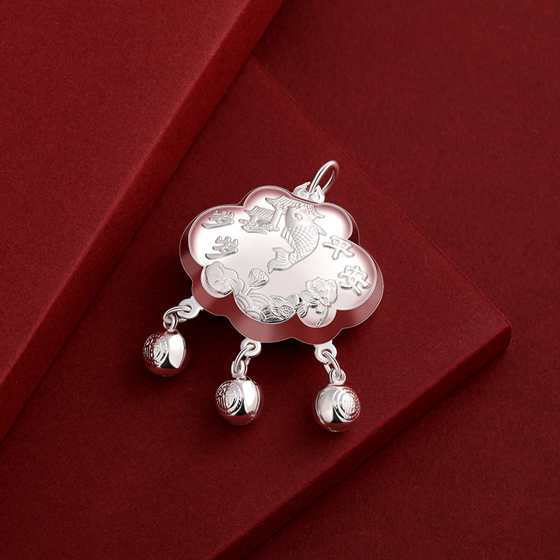 Años de seguridad bebés larga vida cerradura de plata esterlina 999 niños colgante de cerradura de plata bebés luna llena aniversario regalo cerradura de seguridad