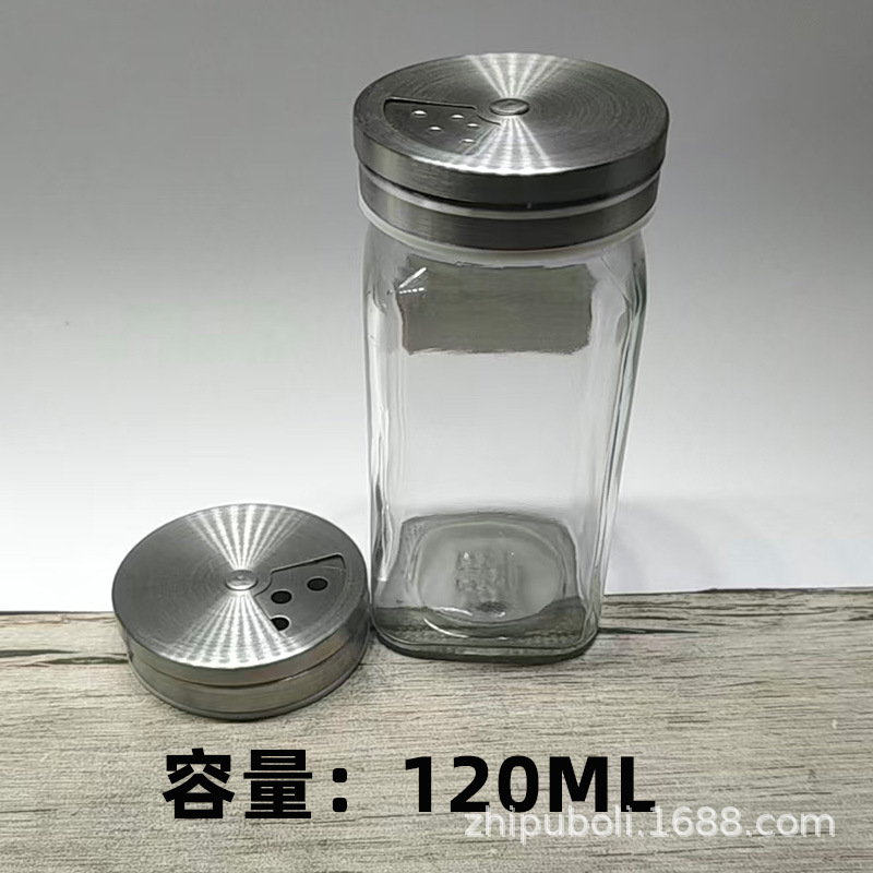 Botella de condimento de cocina cuadrada, frasco de vidrio transparente sellado, botella de condimento, botella de embalaje, botella conveniente de almacenamiento de pimienta