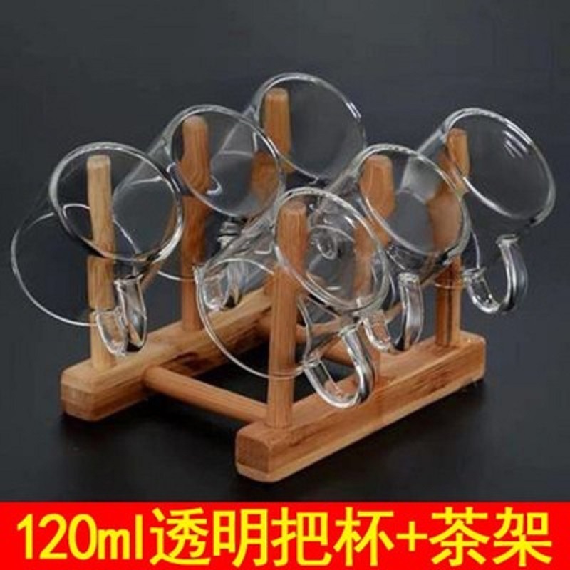 Venta al por mayor de vidrio borosilicato pequeña taza de té mango de color taza de vidrio con mango taza de té de Kung Fu transparente