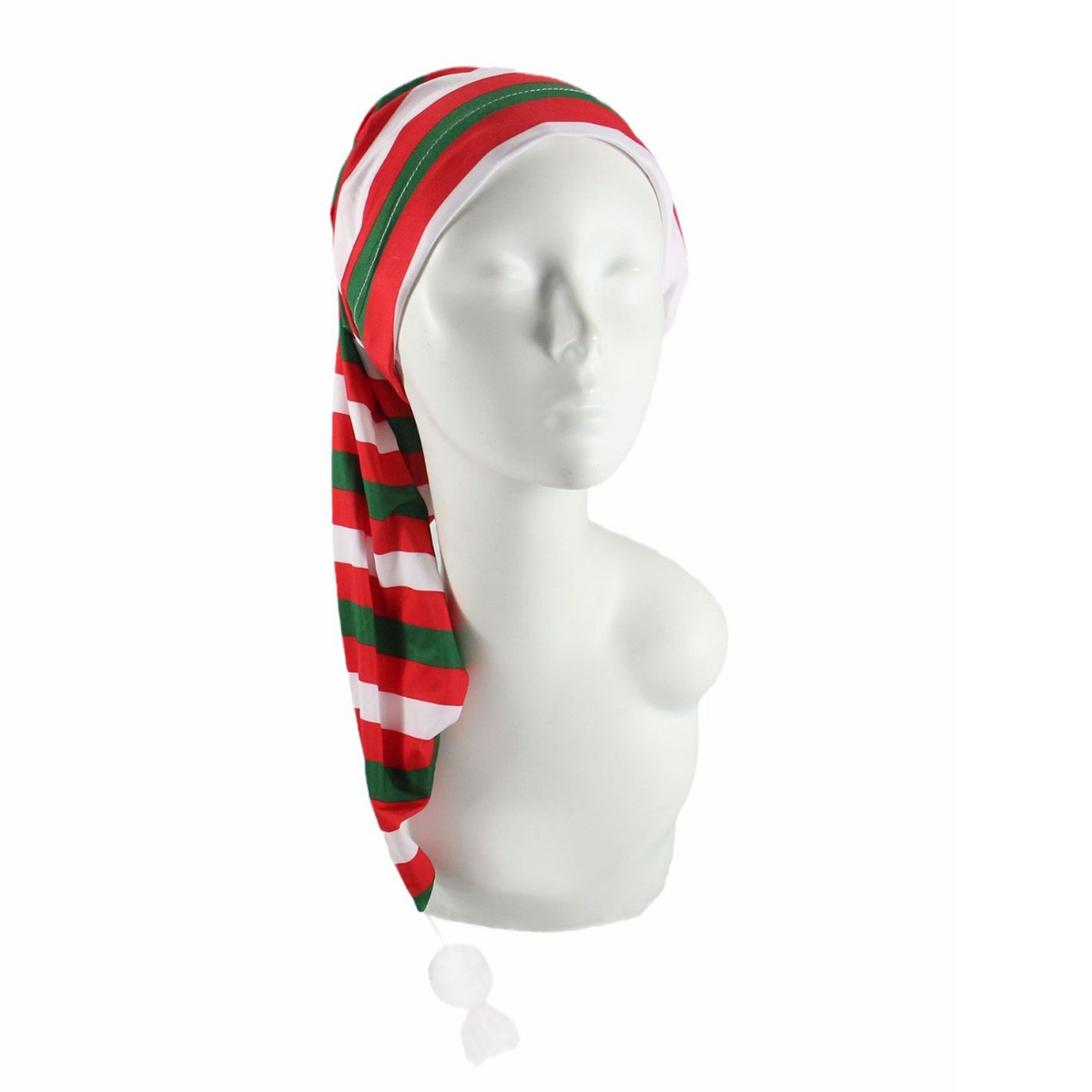 Nuovo cappello da mago di Natale più venduto con elasticità regolabile e cappello a coda lunga stampato con cappello di Halloween con palla di pelo bianco_voghion.com