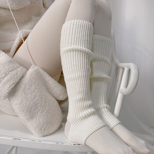 Autumn and winter new product Intelligent Smoked Cream Gentle Wind Hollow Foot Stamping Wool Piles Socks Leg Guards Warm Socks Leg Covers