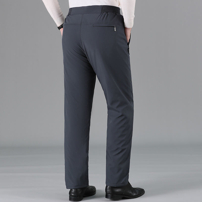 Pantalones de algodón de desgaste exterior para hombres de mediana edad y ancianos pantalones de hombre de cintura elástica gruesa con forro polar invierno 5060 papá usa pantalones rectos sueltos