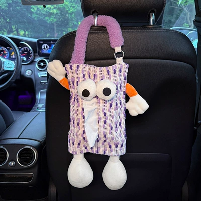 Hanging Bag, High-End and Practical – Car tissue box/set - purple-cute-boy-tissue-bag-with-big-eyes