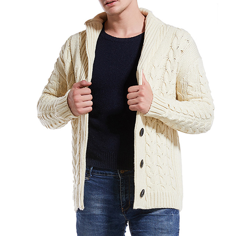 Herren Strickjacke Mit Strukturmuster Modischer Cardigan Mantel_voghion.com