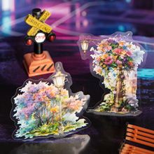 美好的一天PET贴纸 街角的路灯系列 灯柱造景手帐素材贴20张 6款