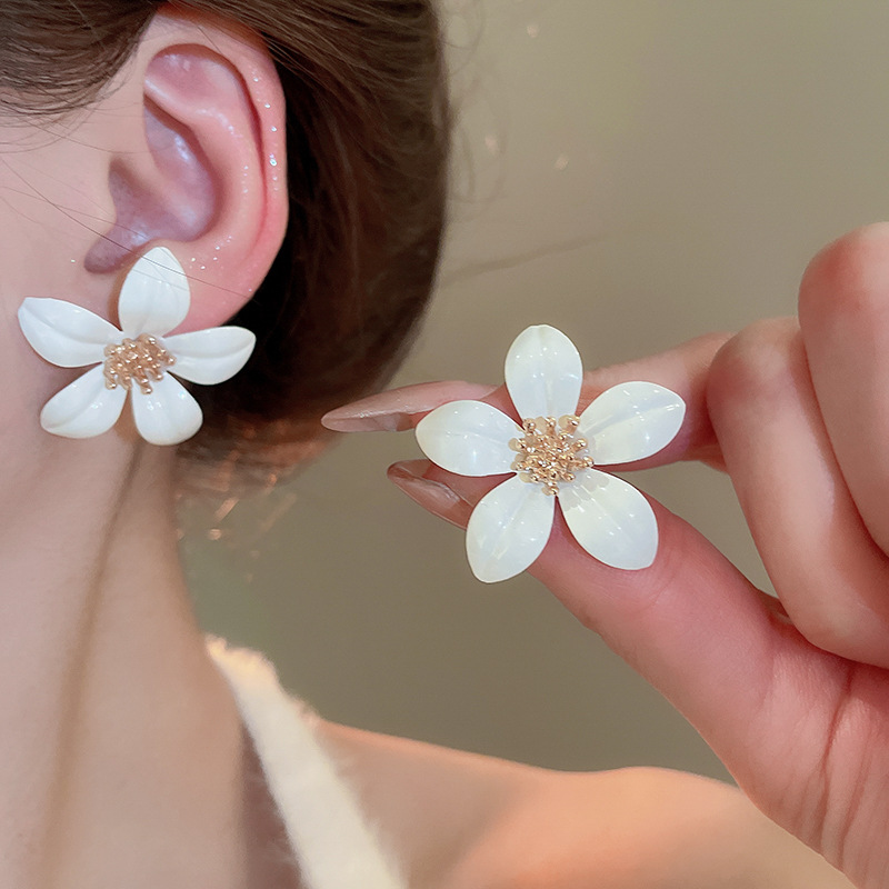 1 Par Dulce Flor Esmalte Aleación Hierro Pendientes display picture 11