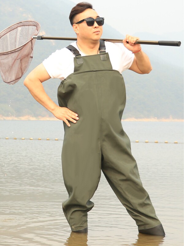 连体背带下水裤养殖雨衣套装加厚防水雨鞋雨裤男钓鱼裤捕鱼服路亚|undefined