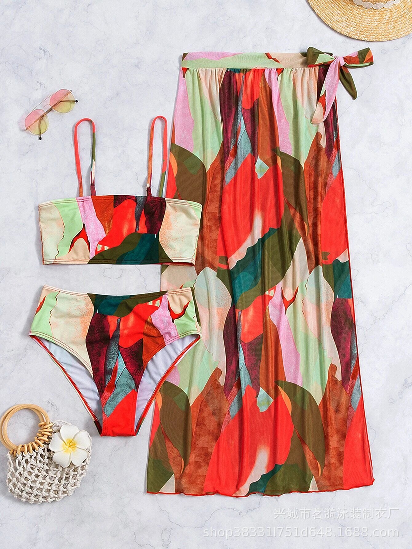 Mingyi nuevo europeo y americano sexy deportes moda multicolor Bikini mujer dividida Bikini de tres piezas traje de baño de las mujeres