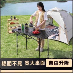 户外升降折叠桌蛋卷桌便携式野餐桌子野营桌摆摊桌椅露营装备全套