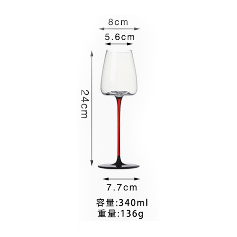 Elegante simple copa de cristal de vino copa de vino de gran capacidad Gran vientre negro pajarita copa de champán