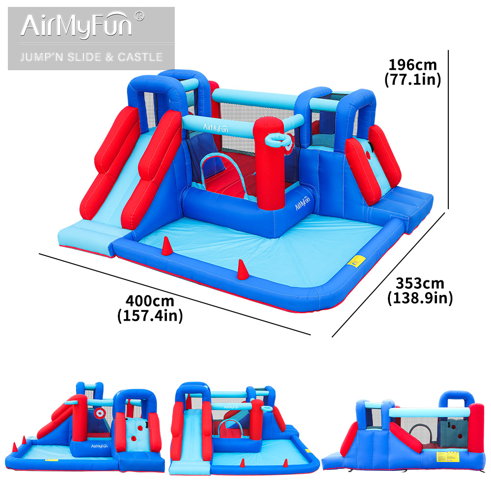 AMF | Castillo inflable para niños para fiestas al aire libre, trampolín pequeño para uso doméstico, parque de trampolines, castillo inflable antideslizante