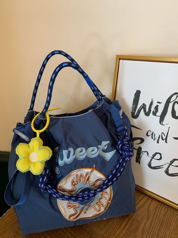 日本製ボールチェーンバッグ高源源同型ショッピングバッグドーナツ刺繍ナイロンショルダークロスボディレディースバッグ|undefined
