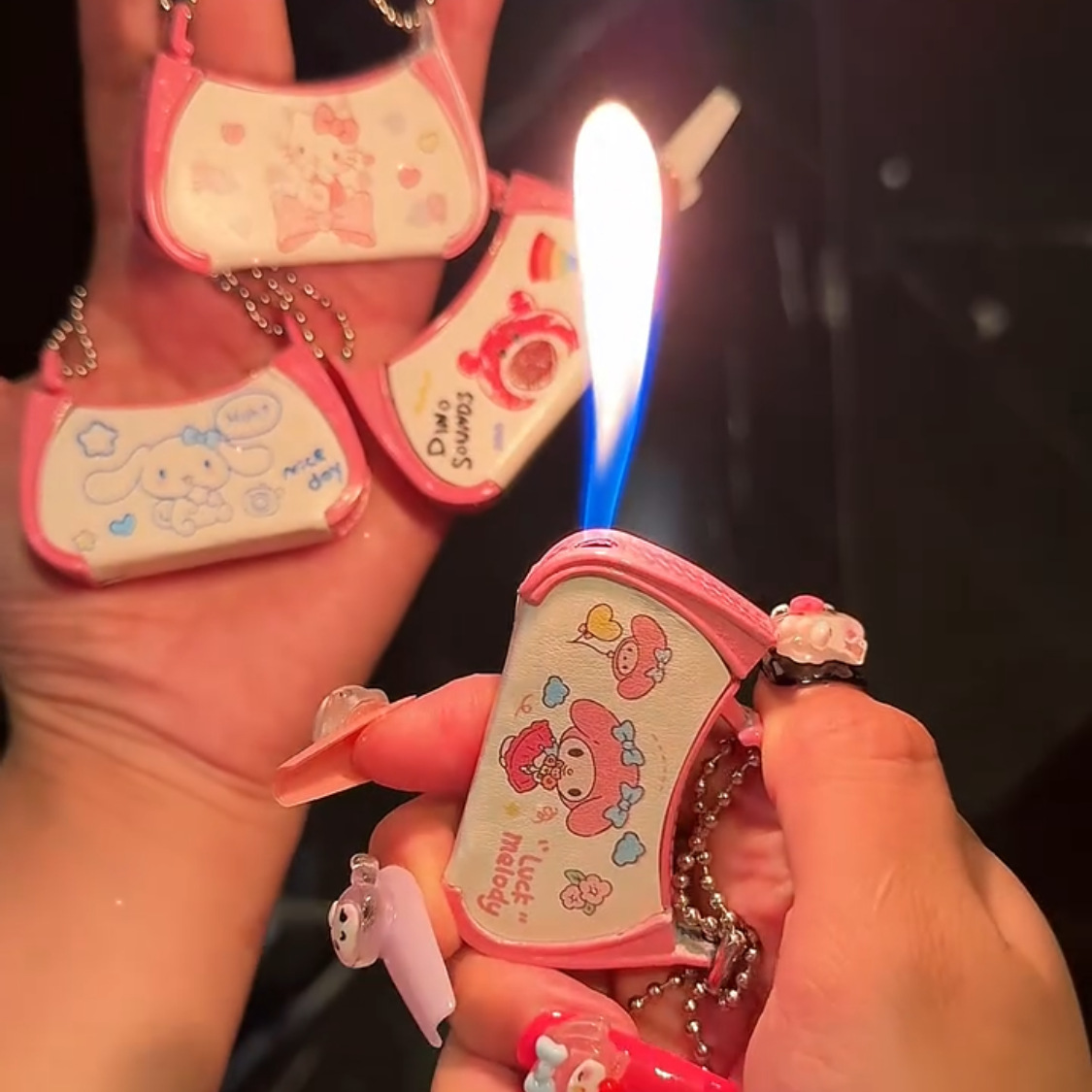 【一件代發】創意精緻包包明火打火機小巧可愛顏值卡通麻將系列