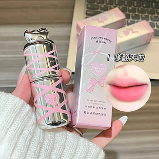 Sensory party light fog rich lock color lip mud velvet matte waterproof easy to color non-stick cup white lip glaze