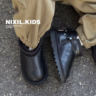 24 Years Winter Children's Shoes Genuine Leather Children's Snow Boots Korean Style Large Cotton Boots for Boys and Girls Thickened Warm-keeping Boots Children's Cotton Shoes